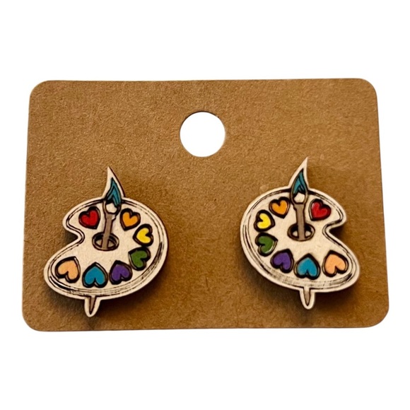 Handmade Back-to-School Wooden Stud Earrings – Multiple Designs - Picture 16 of 16